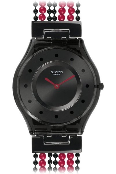 Generic Women's Skin SFM130G Black Bead Swiss Quartz Watch