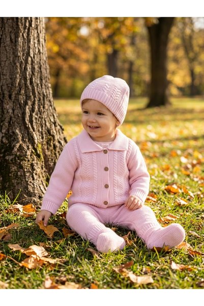 INFANT Πλεκτό σετ μωρού Ροζ 3-6 Μήνες