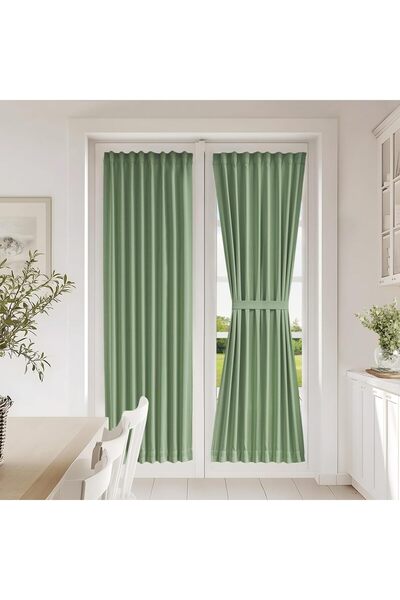 Generic Sage Green Doorway Curtains for Glass Window, 72 Inches Length Front ...