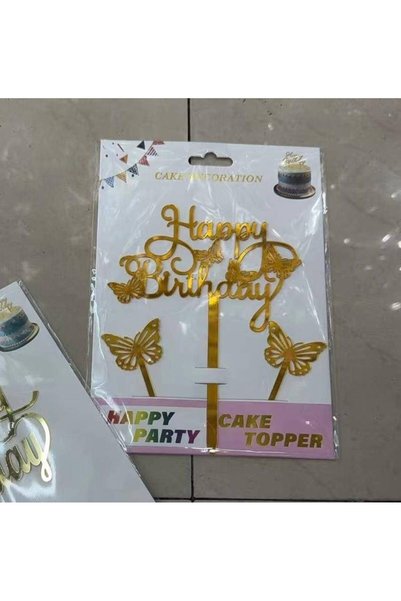 OEM HAPPY BIRTHDAY Silver Cake Toppers
