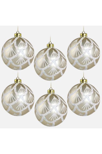 SHOPIENS Set de 6 globuri de Craciun Sampanii cu Modele Holografice si sclipi...
