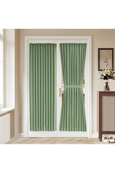 Generic Sage Green French Door Curtain Panel - Sidelight Door Privacy Curtain...