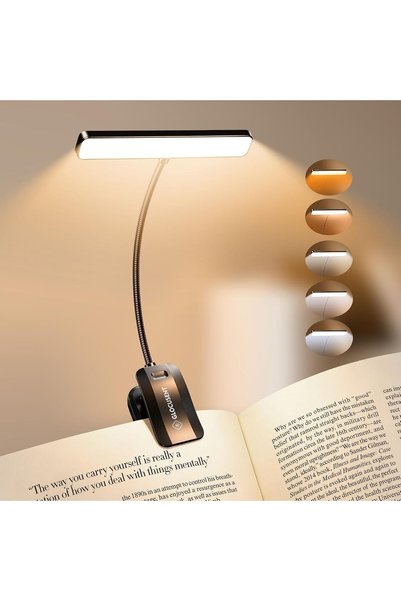 Glocusent 26 مصباح كتاب LED قابل لإعادة الشحن، 5 ألوان كهرمانية، ومستوى إضاءة...