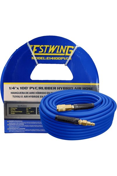 Generic E14100PVCR 1/4" x 100' PVC/Rubber Hybrid Air Hose with Brass Fittings