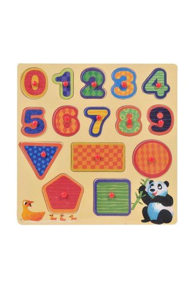 SHOPIENS Puzzle de lemn cifre si forme (15 piese) 30x30 cm Shopiens®
