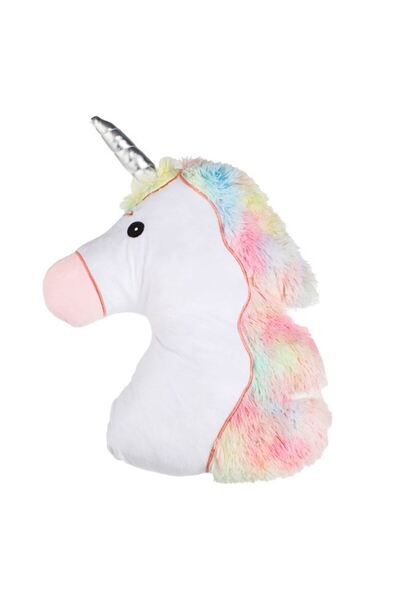 SHOPIENS Perna decorativa in forma de unicorn alb cu coama colorata 33x45 cm ...