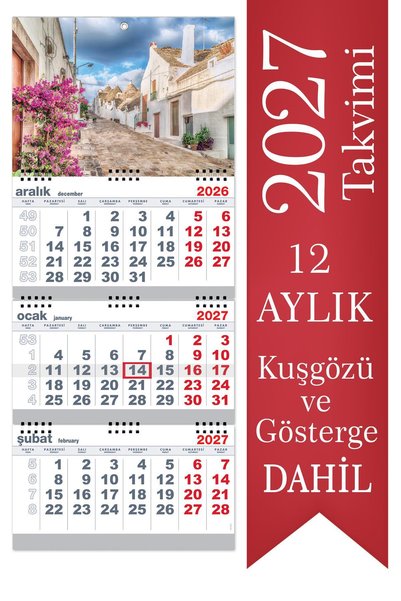 StickerArt 2027 Beyaz Renkli Büyük Boy Gemici Takvimi Denizci Duvar Takvimi 3...