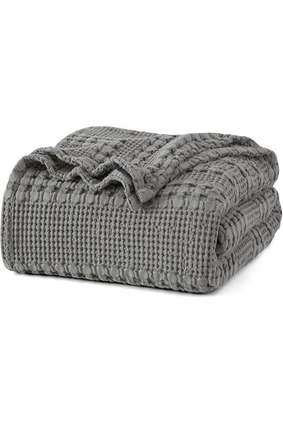 Generic 100% Cotton Waffle Weave Blanket King/Cal King Size - Luxury Soft Bre...