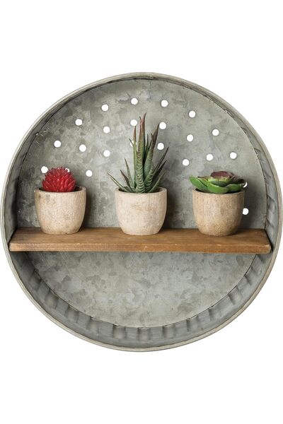 Generic 38024 Rustic-Inspired Wall Shelf, Metal and Wood