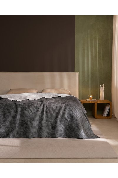 Madame Coco Griselle Single Bedspread - Light Grey/Dark Grey
