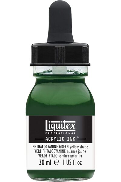 Generic Professional Acrylic Ink, 1-oz (30ml) Jar, Phthalocyanine Green Yello...