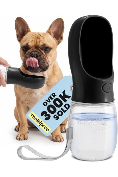 Generic Dog Water Bottle Dispenser - 12 oz Black - Leak-Proof Lock & One-Hand...