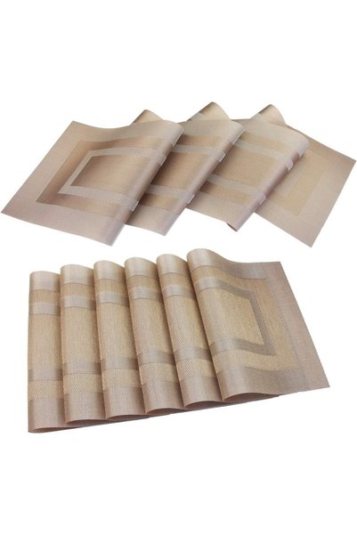Generic Placemats with Matching Table Runner, Heat-resistant Woven Vinyl, Was...