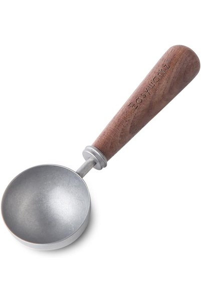 Generic ملعقة قهوة من الفولاذ المقاوم للصدأ بتصميم عتيق مع مقبض من خشب الجوز ...