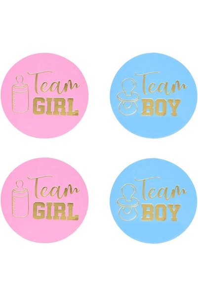 Generic Gender Reveal Stickers, 48 Pcs Baby Sticker Labels with Gold Glitter ...