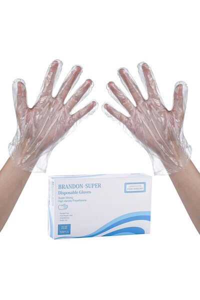 Generic قفازات بلاستيكية للاستعمال مرة واحدة (شفافة، مقاس واحد) - 500 قطعة
