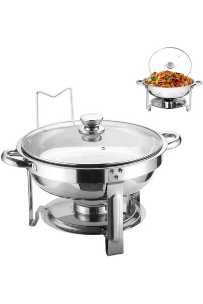 Generic 4.5L Round Food Warmer Chafing Dish Buffet Heat Container Stainless S...