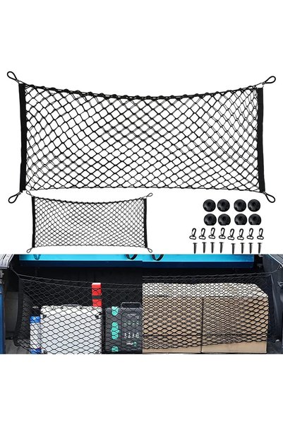 Generic 2Pcs Trunk Cargo Net, Double-Layer Bed Organizer With Hooks, Stretcha...