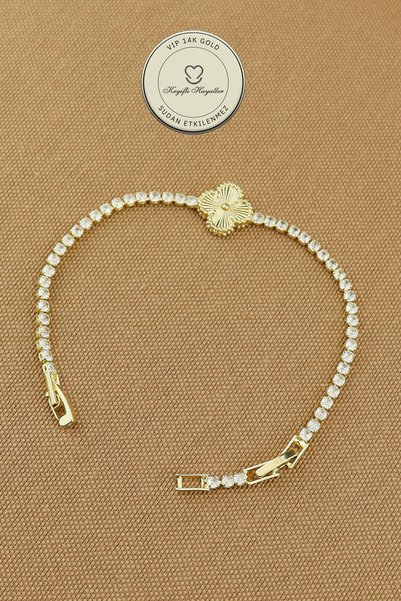 Keyifli Hayaller Vip Zirkon Bileklik - Vip 14K Yonca Suyolu Gold ince Kuyumcu...