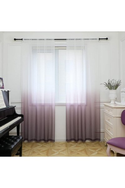 Generic Window Sheer Gradient Purple Curtains 90 Inches Long 2 Panels Sheer C...