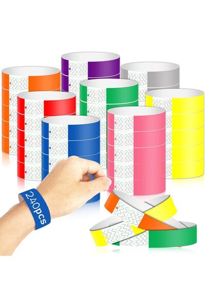 Generic Paper Wristbands for Events - Neon, Colored, Waterproof Hand Bands fo...