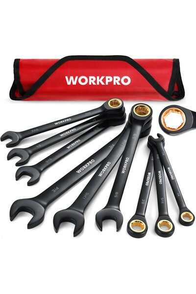 Generic 9-Piece Ratcheting Combination Wrench Set, SAE 1/4"-3/4"