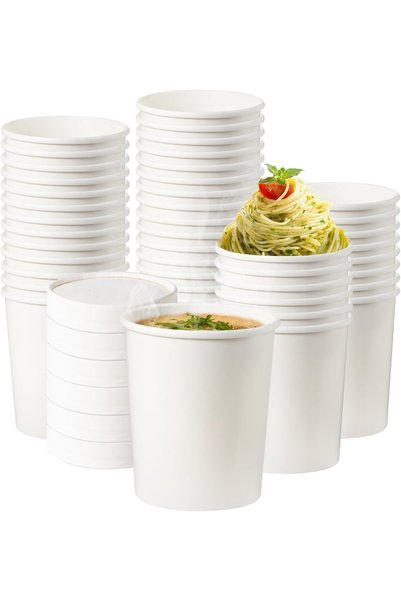 Generic [عبوة من 25 قطعة] كوب ورقي أبيض سعة 32 أونصة مع غطاء مزود بفتحات تهوي...