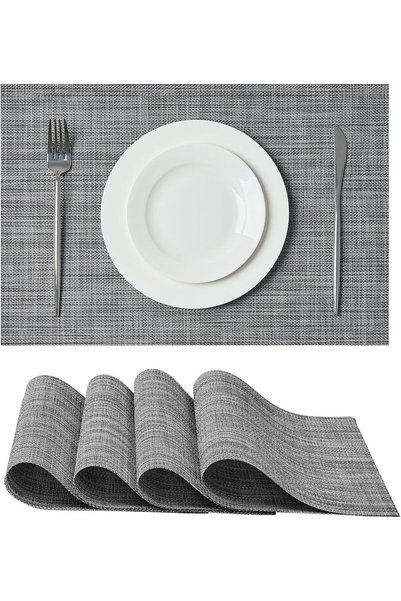 Generic Linen Grey Placemats Set of 4 - Heat Resistant Non-Slip Place mats fo...
