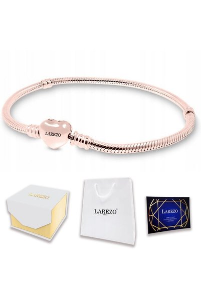 Larezo Brățară Argint 925, Modulară Charms Șarpe, Roz, Placată, Pentru Damă, ...