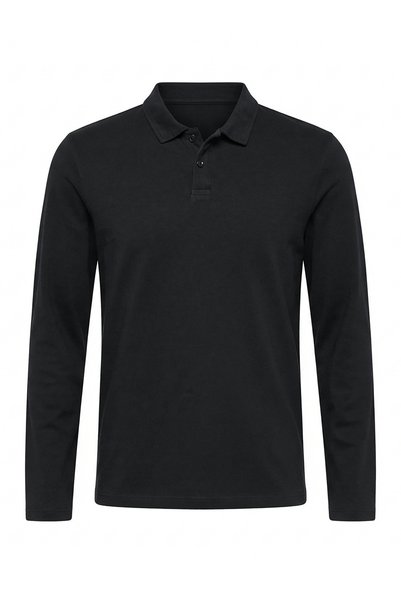 OMBRE Tricou polo cu mânecă lungă pentru bărbați, croială normală, bumbac piq...
