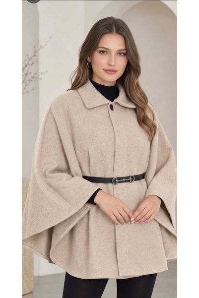 blackbonds Standard Size Premium Milk Coffee Color Buttoned Belted Cashmere C...
