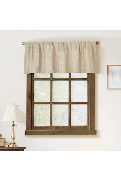Generic 2 Pack Faux Linen Farmhouse Valance Curtains, 54x15 inch, Khaki Tan |...