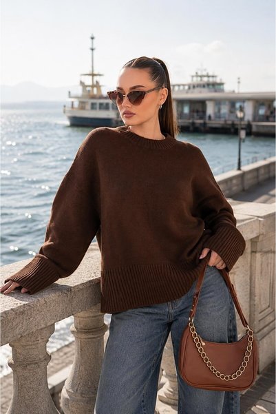 citycenterfashion Γυναικείο πλεκτό πουλόβερ με ισπανικά μανίκια cty-şml-265029