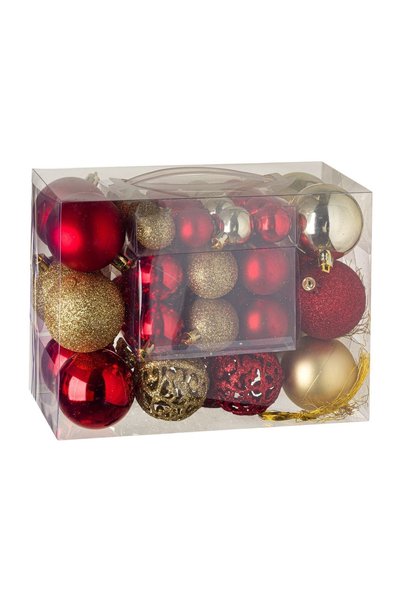 OEM Set Globuri de Crăciun Aurii Roșii Mat Strălucitoare Glitter 3-4-6 cm – 5...