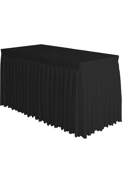 Generic 10 Pack 14ft Black Table Skirt for 6-8 Foot Rectangle Tables