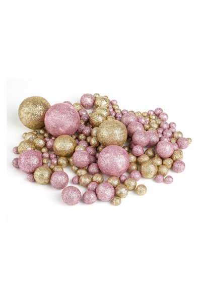 OEM Globuri din Spumă Roz Bej cu Glitter Decorative de Crăciun – 60g – Set El...