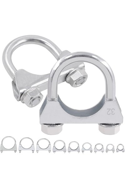 Generic قطعتان من مشبك U للعادم مقاس 1-1/4 بوصة (32 مم)، مشابك U-Bolt لكاتم ا...