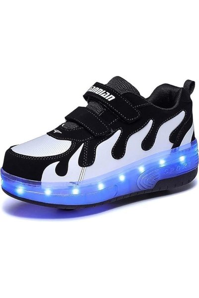 Generic أحذية للأطفال مزودة بإضاءة LED وعجلات قابلة للسحب، أحذية تزلج بعجلات،...