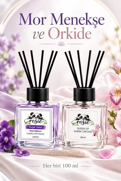Rosie Pudra Mor Menekşe Orkide 3’lü Çubuklu Oda Kokusu 100 ml