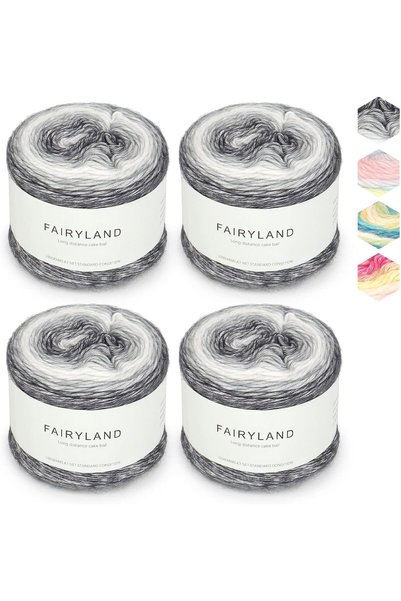 Generic Fairyland Gradient Yarn Cake, Soft Cotton Blend Yarn 2 Pcs, 60% Cotto...
