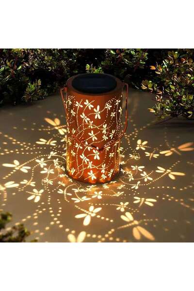 Generic Brand Lampă solară suspendată de grădină, libelulă de bronz, 12 x 12 ...