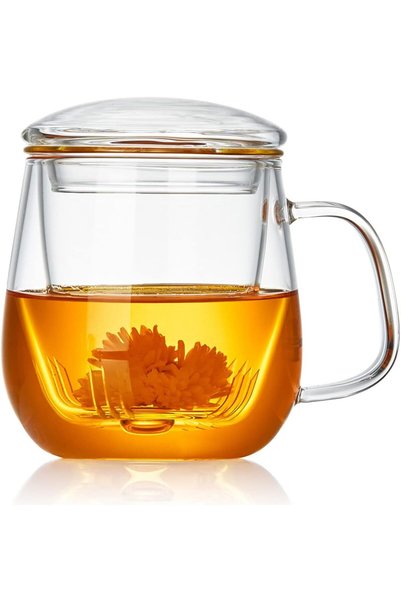 Generic Glass Tea Cup with Infuser and Lid, Large 17.5oz/520ml Mug, Clear for...