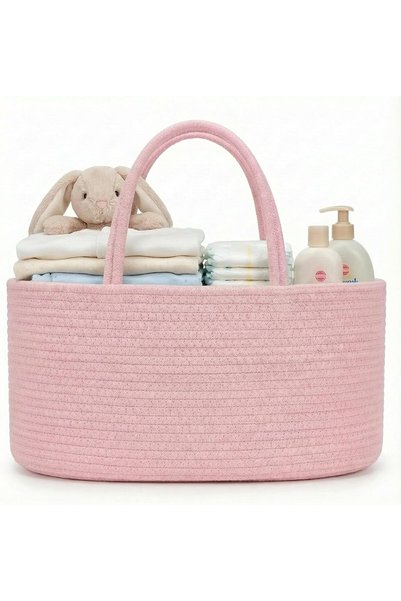 Generic Diaper Caddy Organizer, Large Cotton Rope Nursery Baby Basket, Changi...