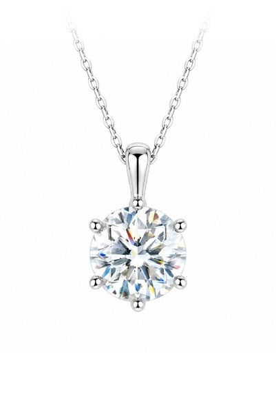 Generic Brand 9K Round Lab Grown Diamond Pendant Necklace, 6 Prong Solitaire ...