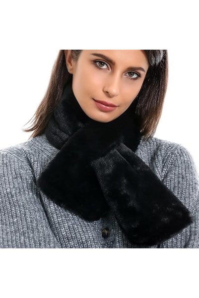 Generic وشاح نسائي بياقة من الفرو، أوشحة من الفرو الصناعي للنساء، غطاء رقبة ن...