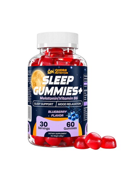 Qudra Nutrition Sleep Gummies with Melatonin & Vitamin B6, Blueberry, 60 Gummies