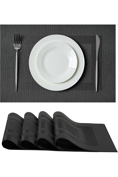 Generic Black Frame Placemats Set of 4 - Heat Resistant Non-Slip Place mats f...