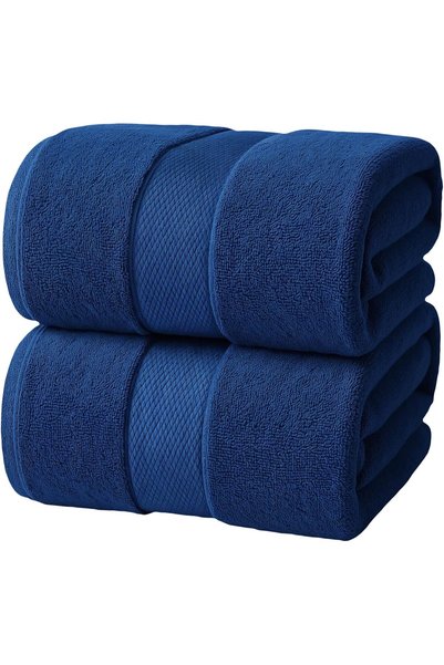Generic Navy Jumbo Bath Sheets - Pack of 2, 90cm x 180cm Large Bath Sheet Tow...