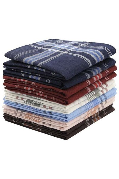 Arabest 12 Pack Large Classic Men's Handkerchiefs Bulk Set Polyester Cotton P...