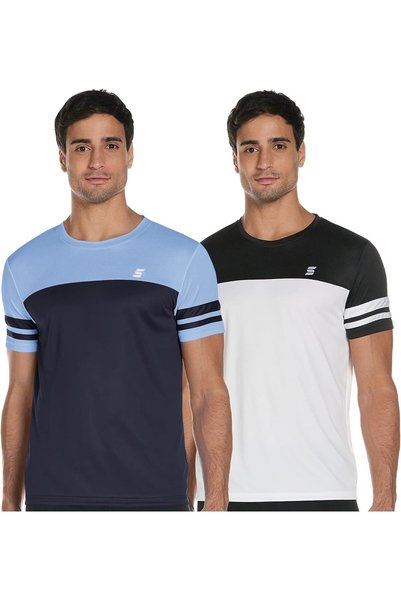 Generic Men's Color Block Regular Fit Half Sleeve Sports T-shirt (Pack of 2)